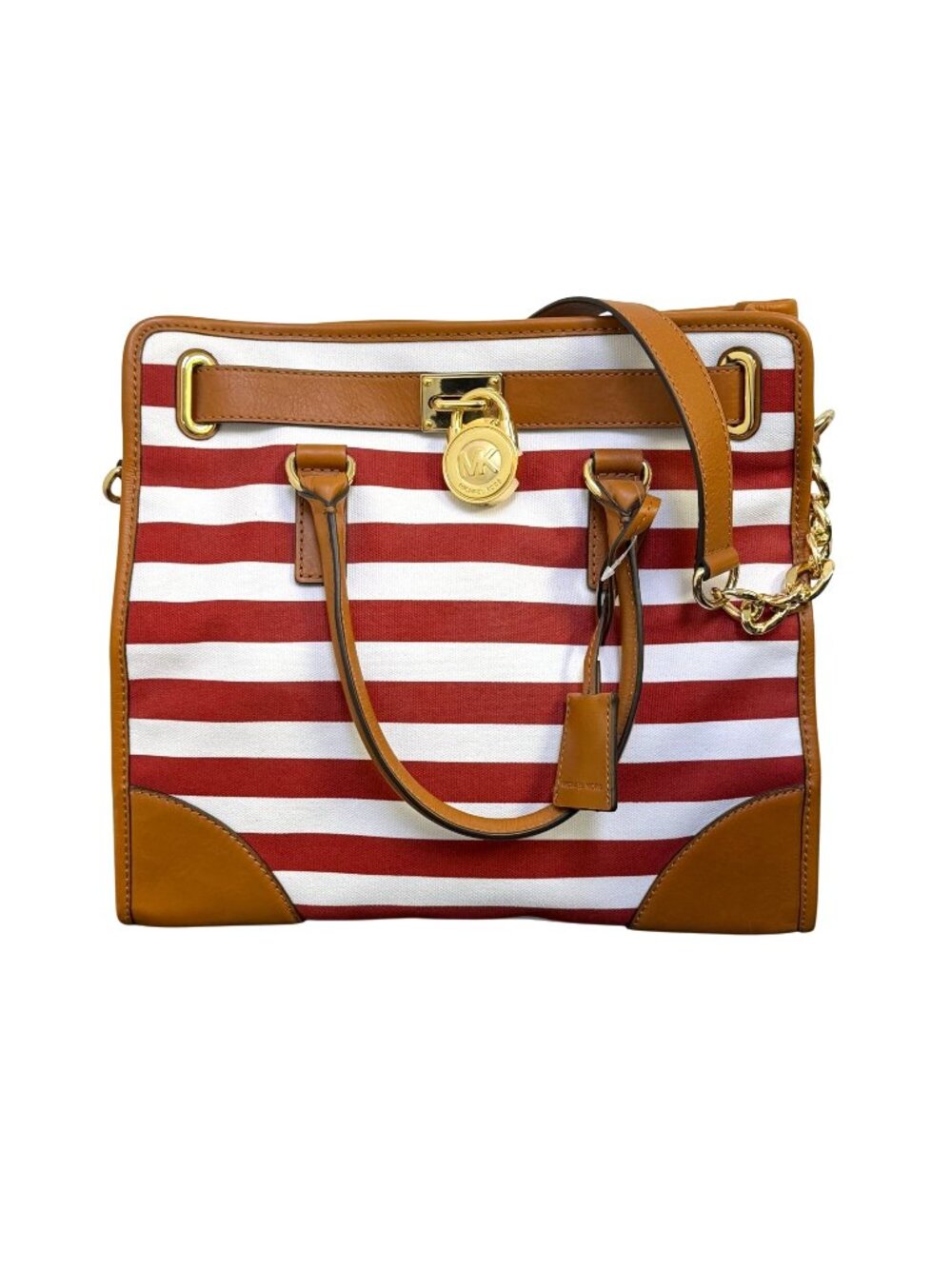 NWT Michael Kors Hamilton Canvas Red/White Stripe Large Tote Bag